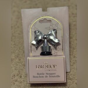 NWT The Bar Shop Silver Bow Shaped Wine Bottle Stopper